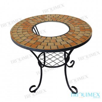 Phong cách mosaic trong bàn nướng BBQ dùng than mặt tròn